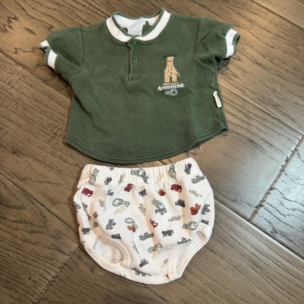 Carter's Baby Safari Adventure Outfit Set, Green Shirt & Animal Print Bottoms